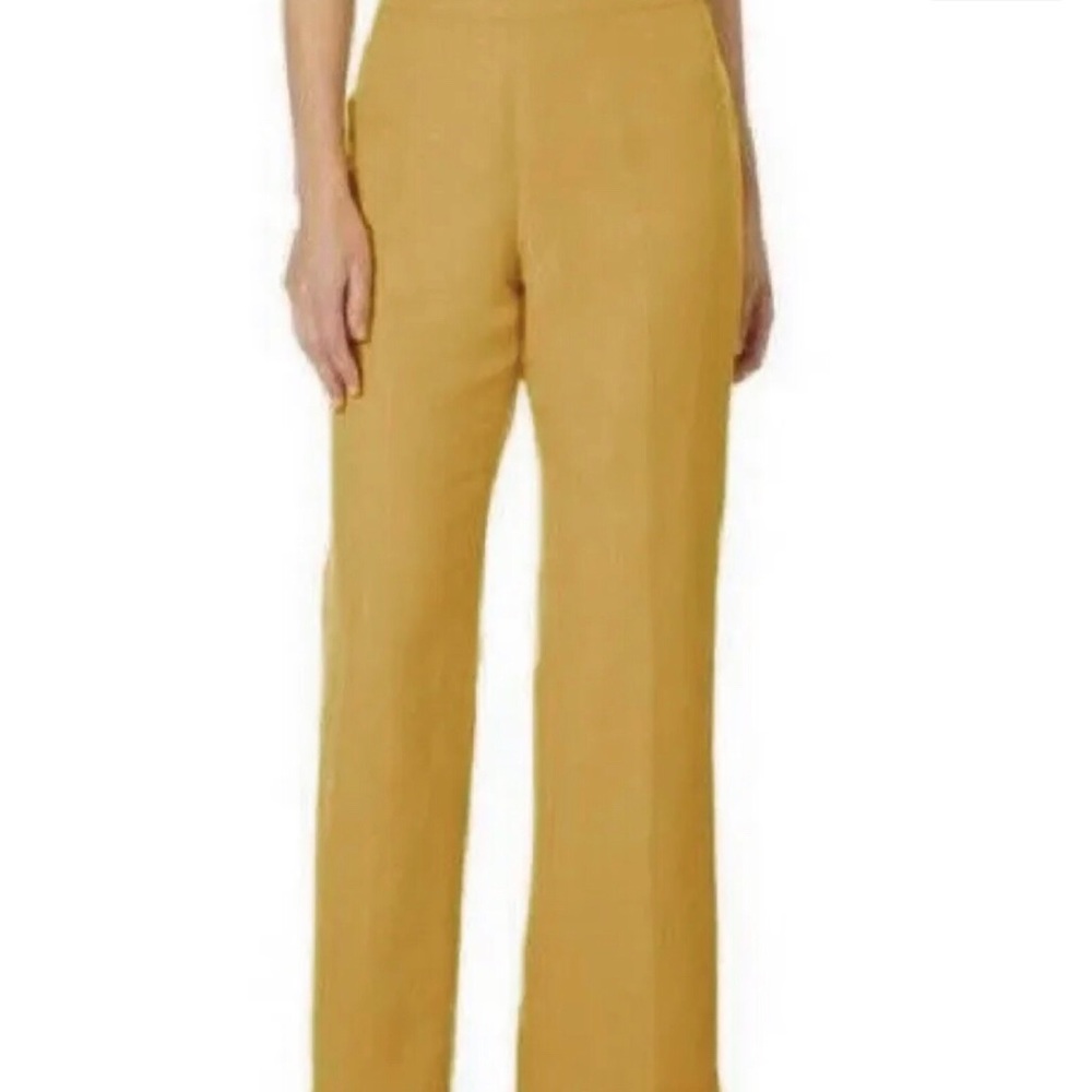 Kasper Audrey Linen Classic Side Zip Pant Size 8 Butterscotch (lined)